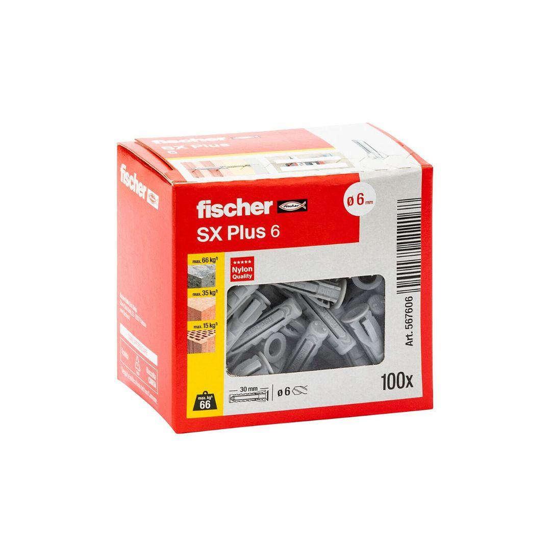 Fischer- 100 Tasselli in nylon con espansione a 4 settori 6x30 - SX Plus - Pisan Ferramenta