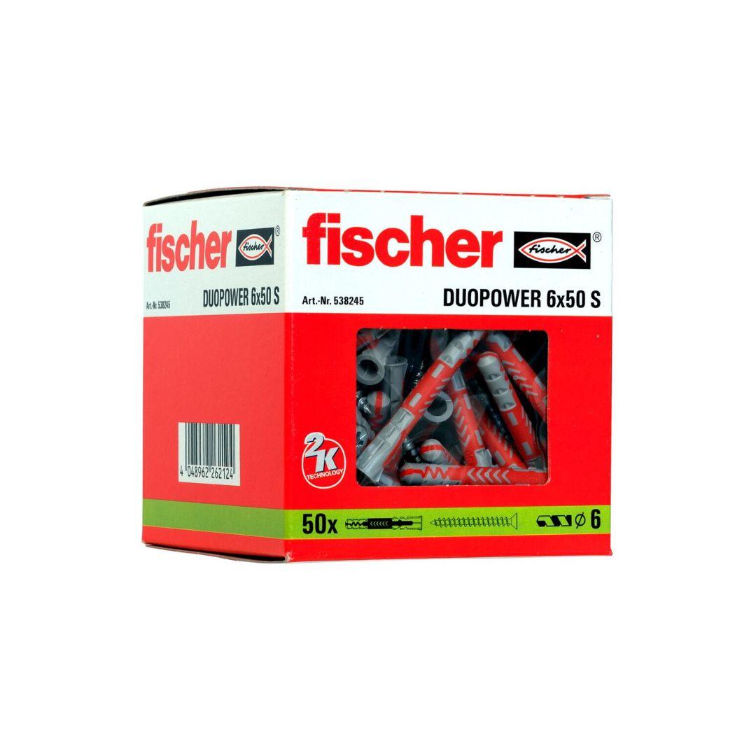 Fischer- 50 Tasselli DuoPower 6x50 S L- Versione lunga con vite - Pisan Ferramenta