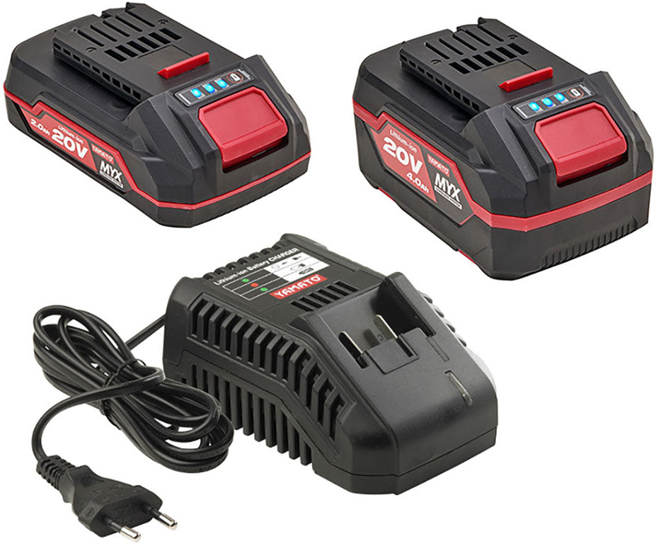 Kit caricabatterie singolo +1 batteria 4Ah+1 batteria 2Ah 20V Litio - Yamato