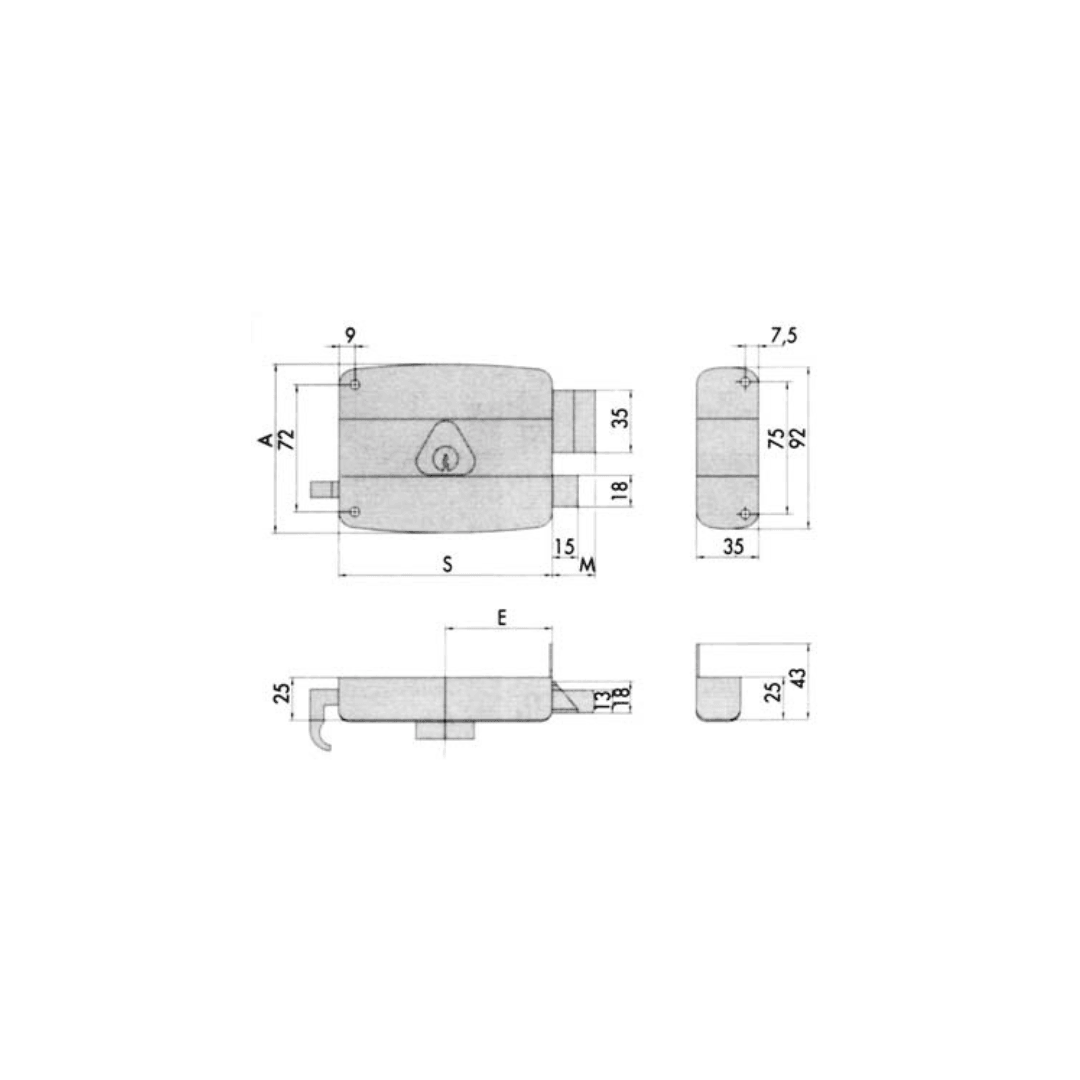 Cisa - Serratura legno applicare 50110 E. mm.60 Sx - Pisan Ferramenta