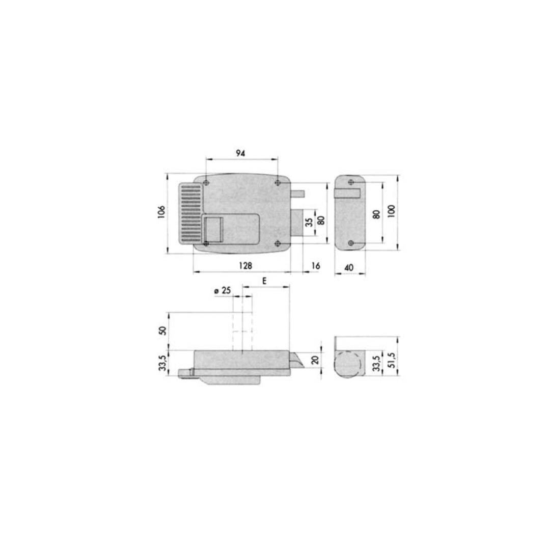 Cisa - Serratura legno applicare elettrica 11610 E. mm.50 Dx Cisa