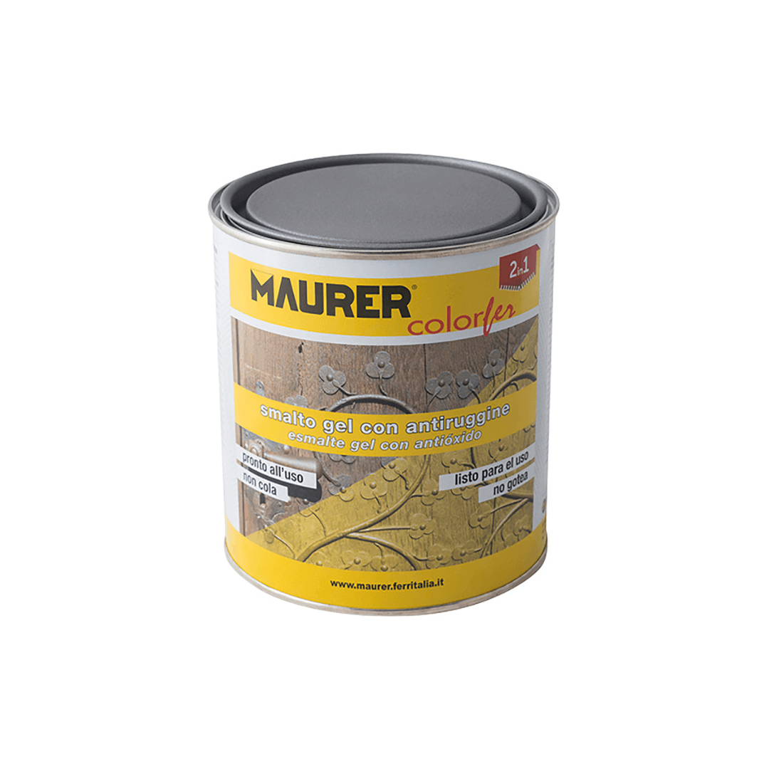 Maurer - Smalto gel al solvente con antiruggine ml.750 colore Grafite antichizzato - Pisan Ferramenta