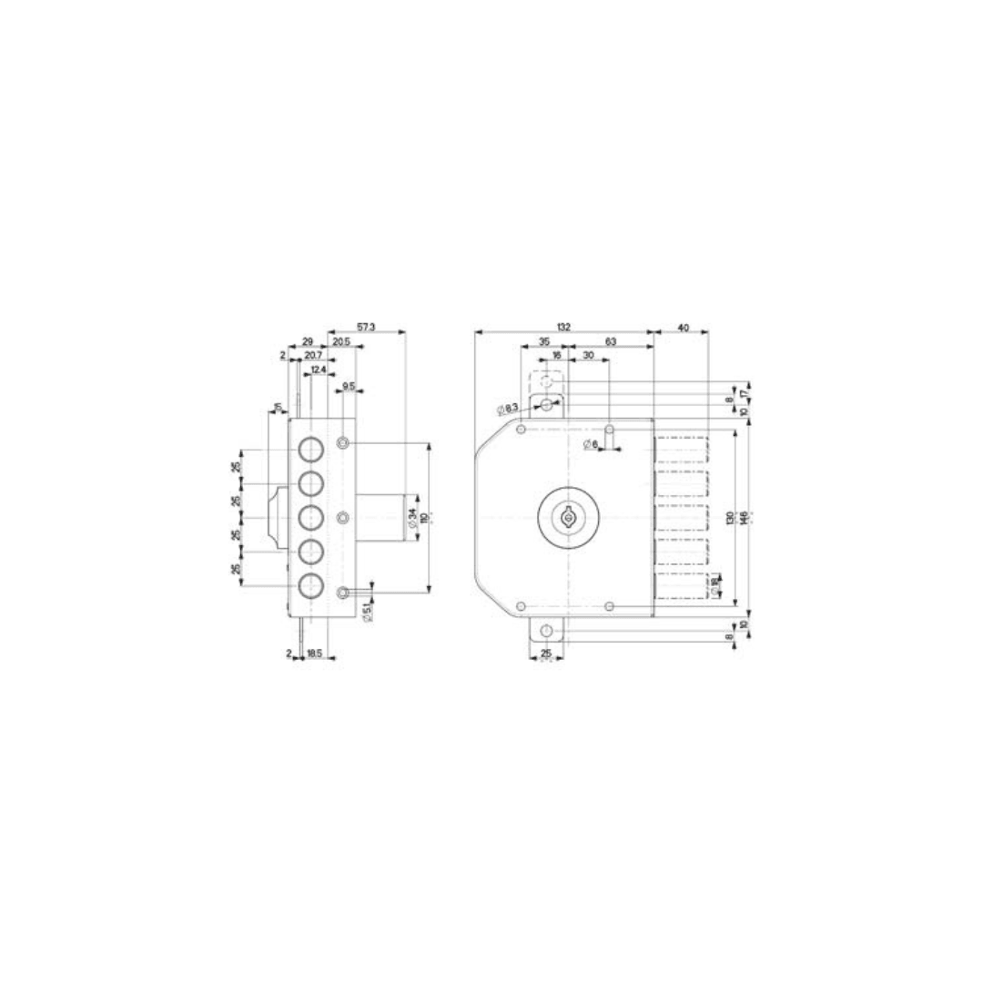 Mottura - Serratura legno applicare 30620 E. mm.63 Sx - Pisan Ferramenta