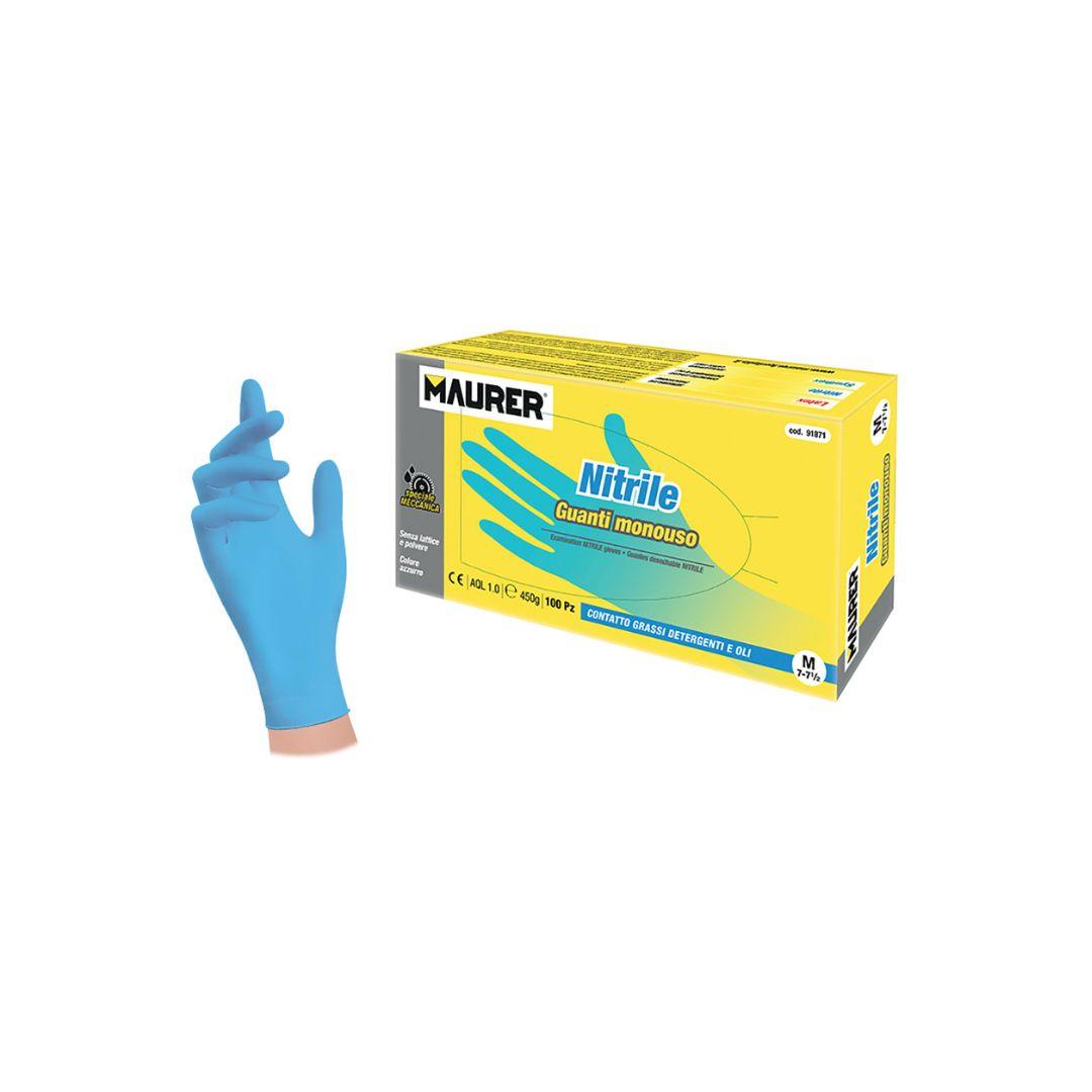 Maurer - Guanti nitrile blu tg.M cf.100 pz. - Pisan Ferramenta