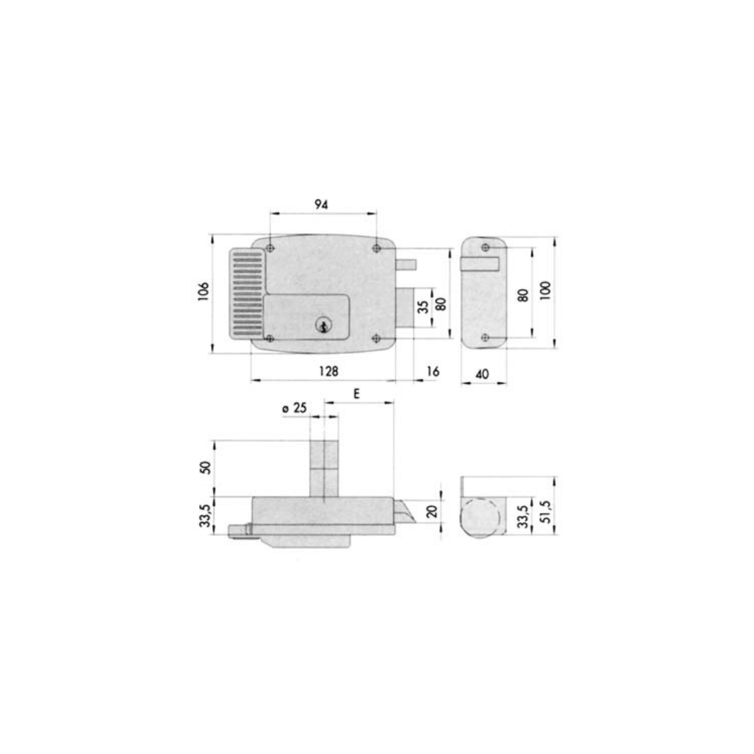 Cisa - Serratura metallo applicare elettrica 11721 E. mm.70 Dx - Pisan Ferramenta