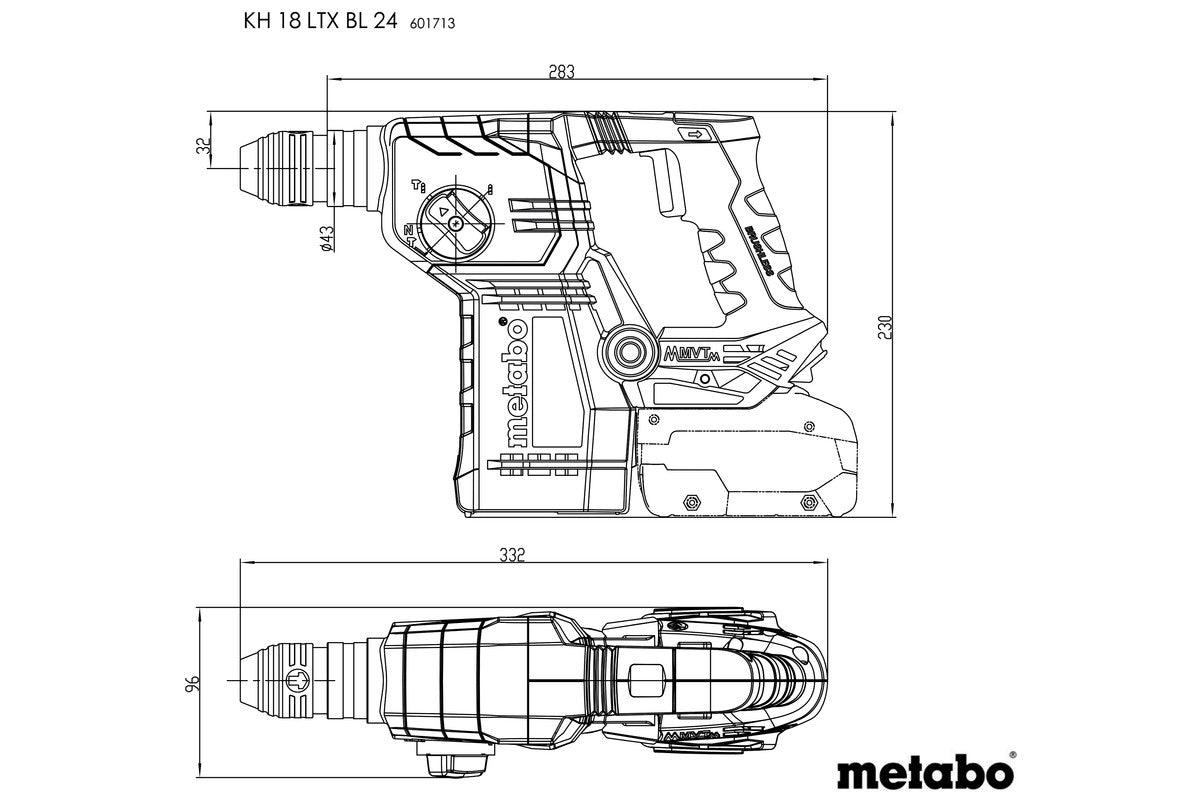 KH 18 LTX BL 24 Martelli perforatori a batteria 18V- MetaBox 165 L - kit completo-Metabo Metabo